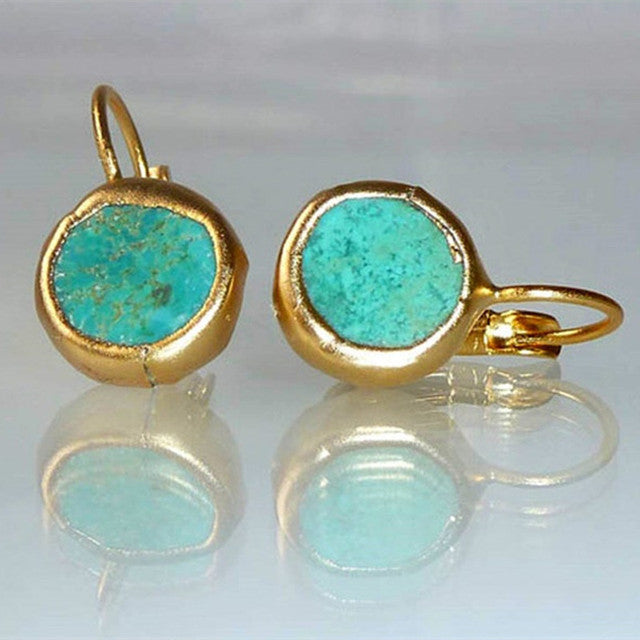 Gold Vintage Earrings with Turquoise