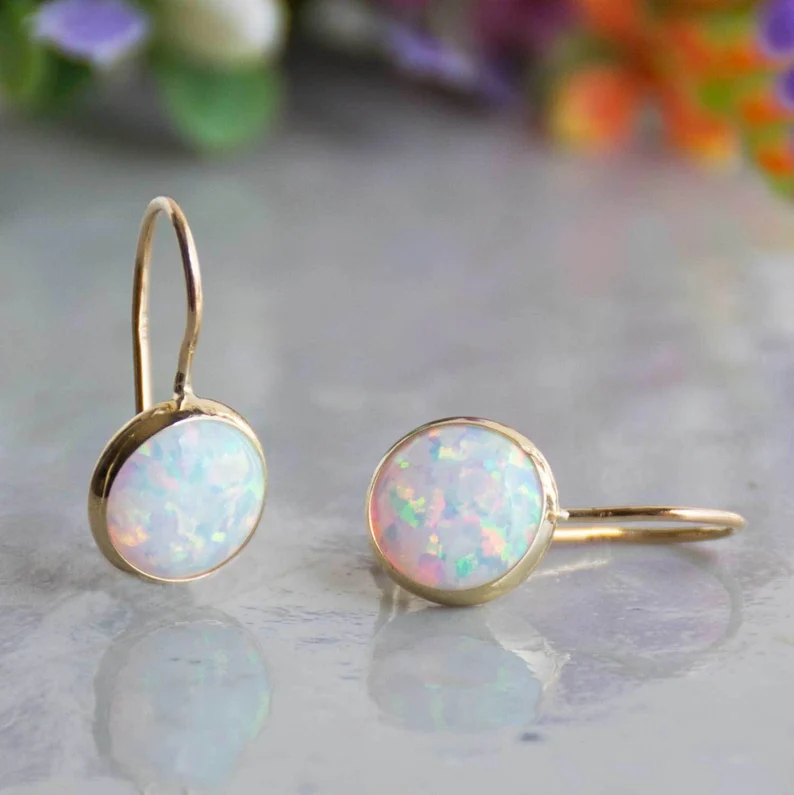 Vintage Gold Earrings with Opal Embellishments