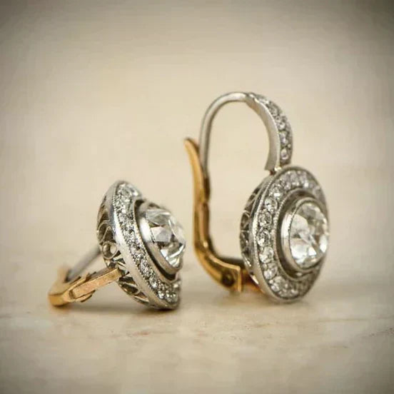Vintage Silver Earrings with Zircon Accents