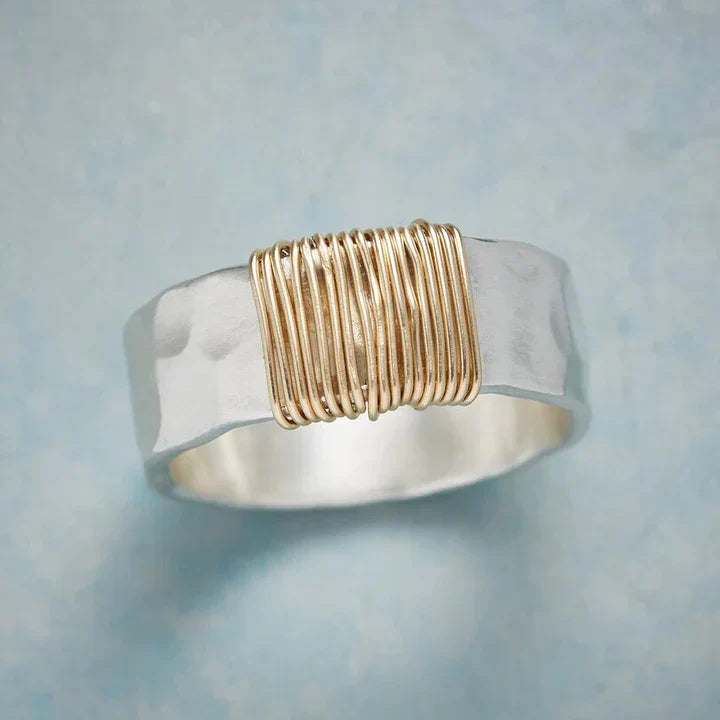 Vintage Gold Ring with Silver Threading