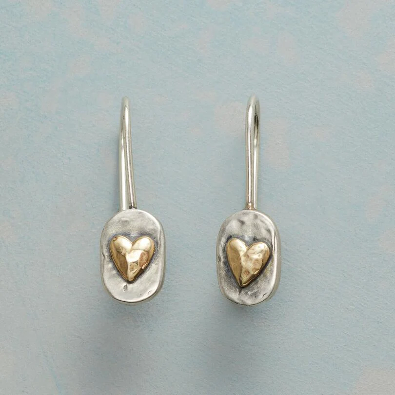 Gold and Silver Vintage Heart Earrings
