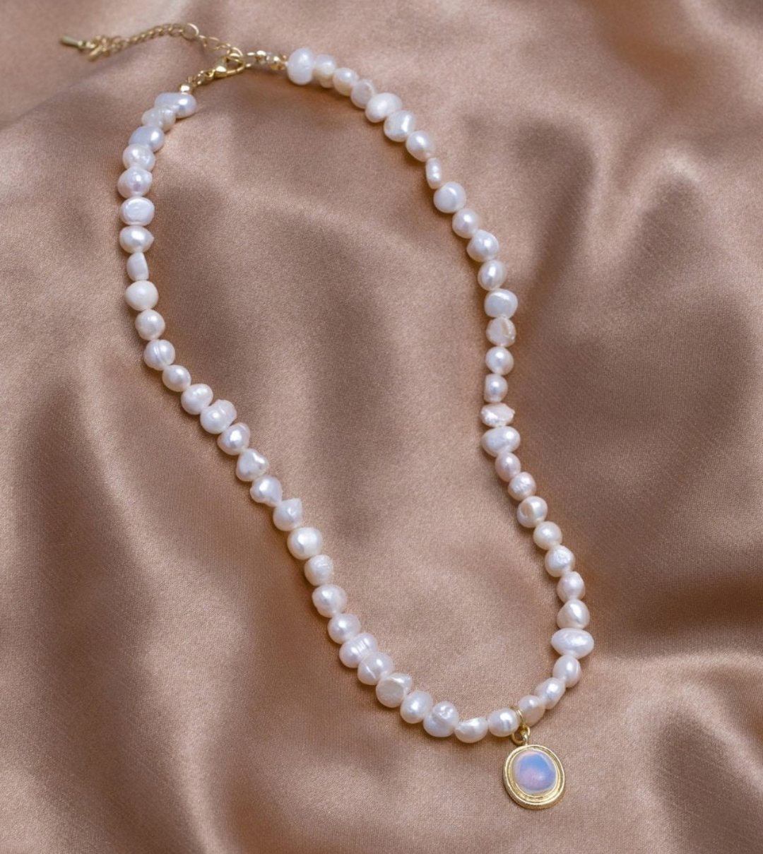 Pearl and Gold Moonstone Necklace